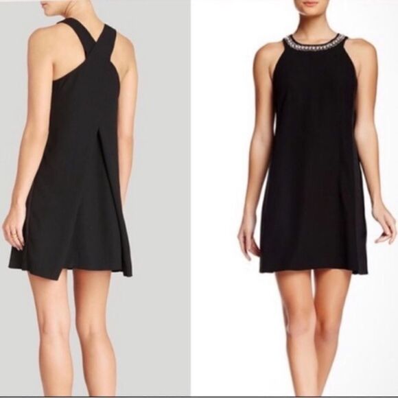 NWT Rebecca Taylor Cross-Back Black Stud Collar Dress size 4 - Picture 4 of 6
